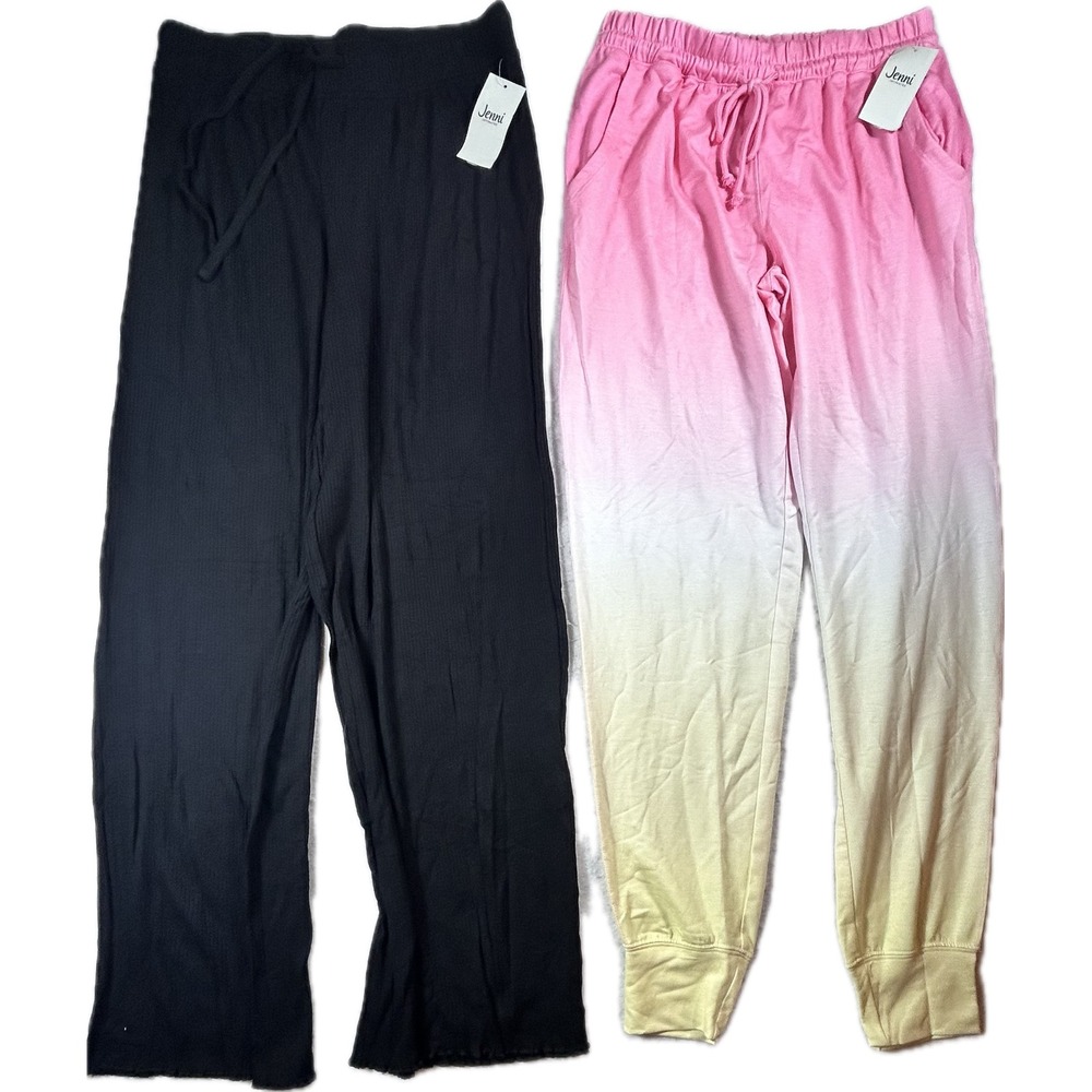 Women's XS Pajama Pants Lot 2 Jenni NWT Lounge Sleepwear Pink Black Drawstring